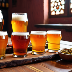 **A vibrant craft beer tasting scene in Pakistan, showcasing diverse flavors and local ingredients. Focus on the artistry of brewing and the cultural experience.**
