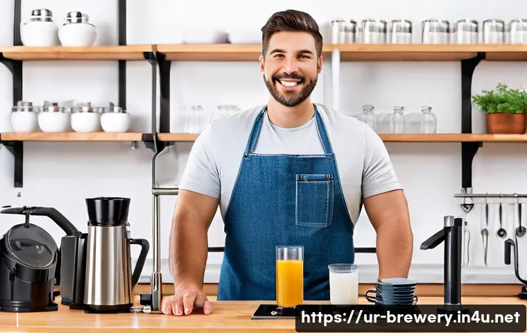 수제맥주 제조법 - **Prompt 1: The Enthusiastic Home Brewer's Beginning**
    A warmly lit, cozy home kitchen or a dedi...